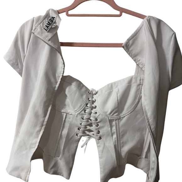 I.Am.Gia - White Lace-Up Corset Top - Picture 2 of 3